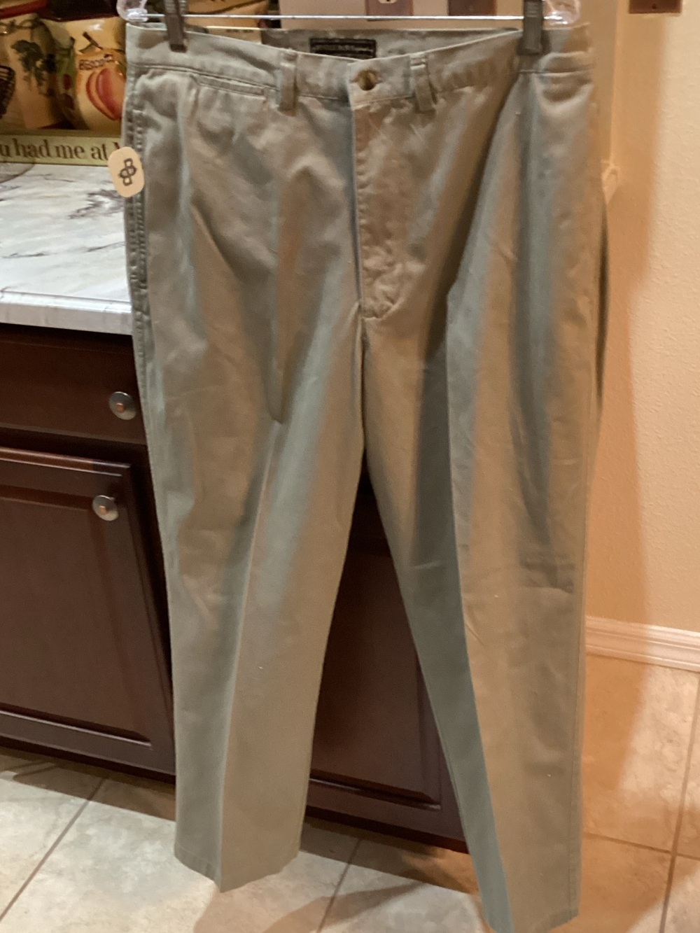 Bugle Boy Olive Green Flat-Front Chinos